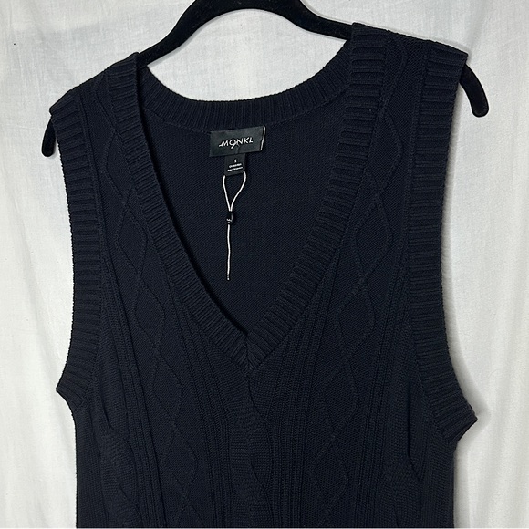 ASOS Monki Robin cotton knitted v neck sleeveless black mini dress - Picture 16 of 17